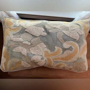 Pottery Barn Embroidered Accent Pillow - Cream and Gold